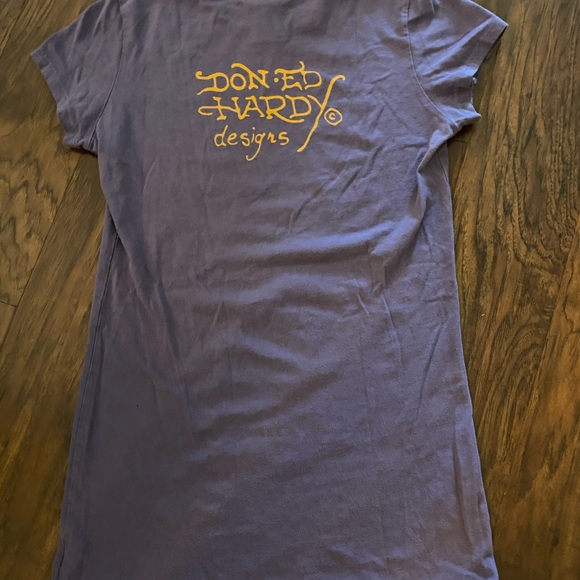 ED HARDY T Shirt BLACK ROSE design top XS - Picture 7 of 8